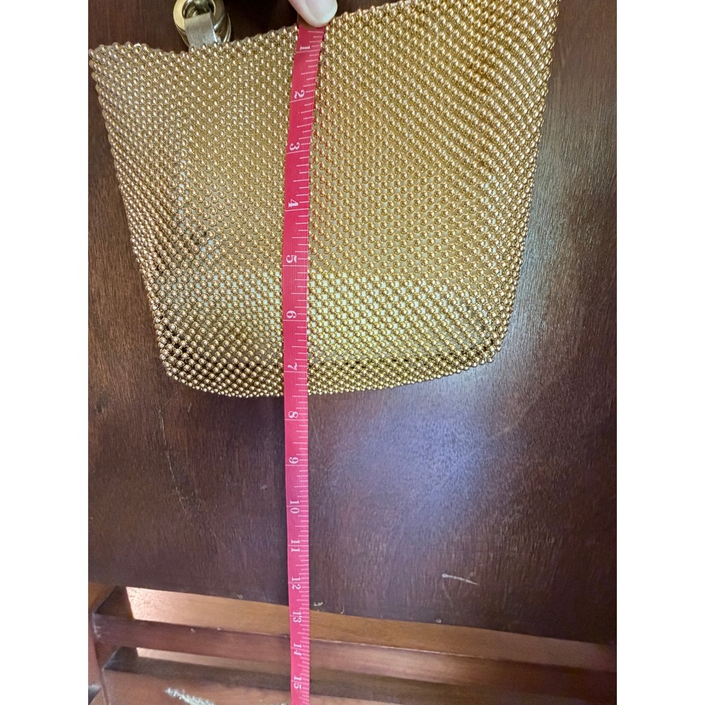 Vintage Bags by Marlo Gold Metal Mesh Evening Bag Metallic Shoulder Purse Retro - Picture 13 of 15